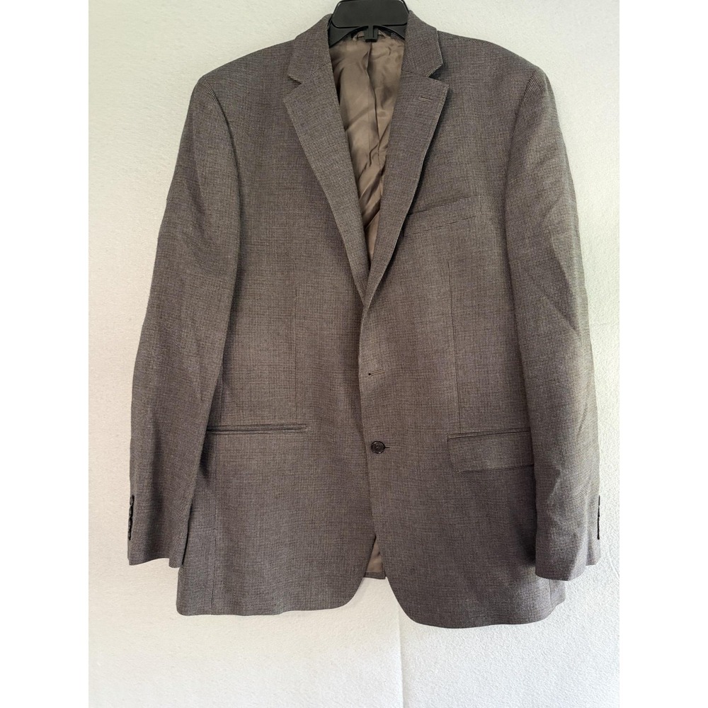 Lauren Ralph Lauren Blazer Sport Coat Mens 42L Brown Check Tweed Stretch Jacket